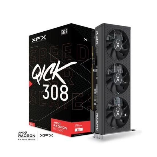 XFX Speedster QICK 308 RX 7600 BLACK 8GB GDR6 128Bit (RX-76PQICKBY) resmi