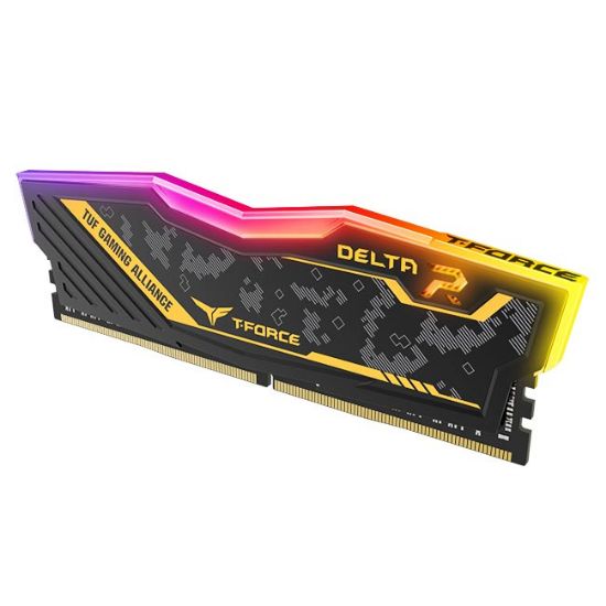 Team T-Force TUF Yellow Delta RGB 8GB (1x8GB) 3200Mhz DDR4 Gaming Ram CL16 (TF9D48G3200HC16F01) resmi