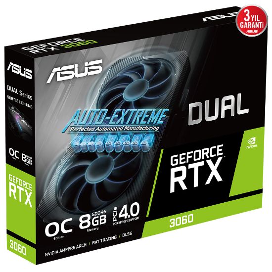 ASUS DUAL-RTX3060-O8G 8GB GDDR6 HDMI 3xDP RGB 128Bit resmi