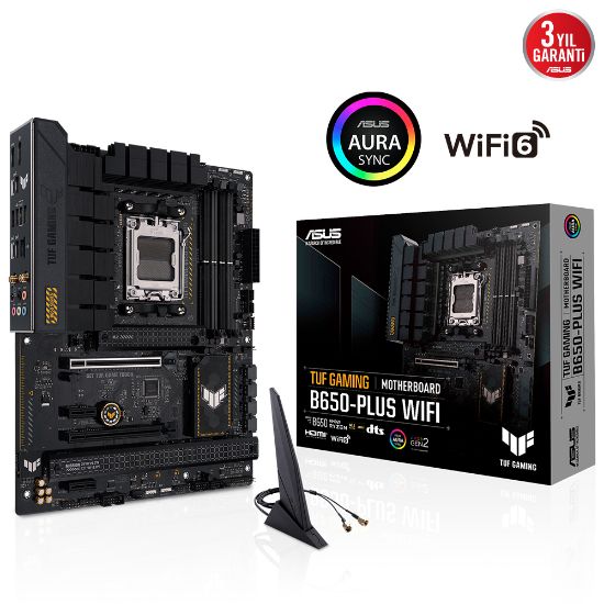 ASUS TUF GAMING B650-PLUS WIFI DDR5 6400MHz+(OC) DP HDMI M.2 WİFİ ATX AM5 resmi