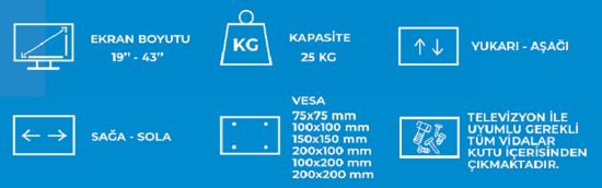 PLUSAPARAT İH-19/43 19"-43" SABİT TV ASKI APARATI resmi