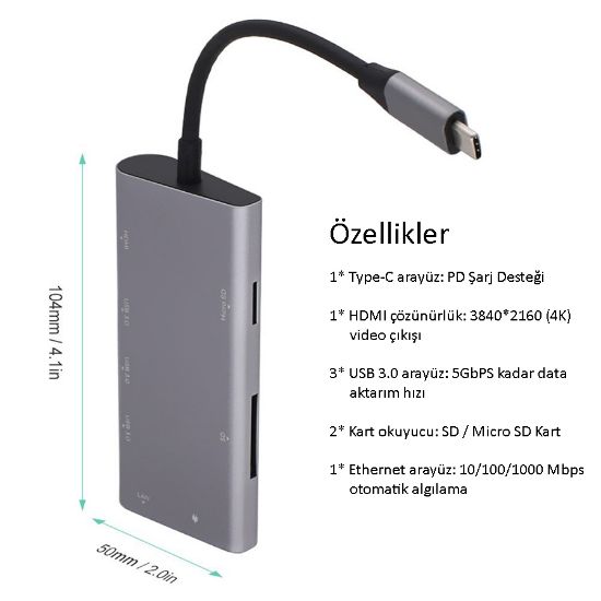 CODEGEN CDG-CNV40 TYPE-C TO 3.0/HDMI/TYP-C/RJ45/SD resmi