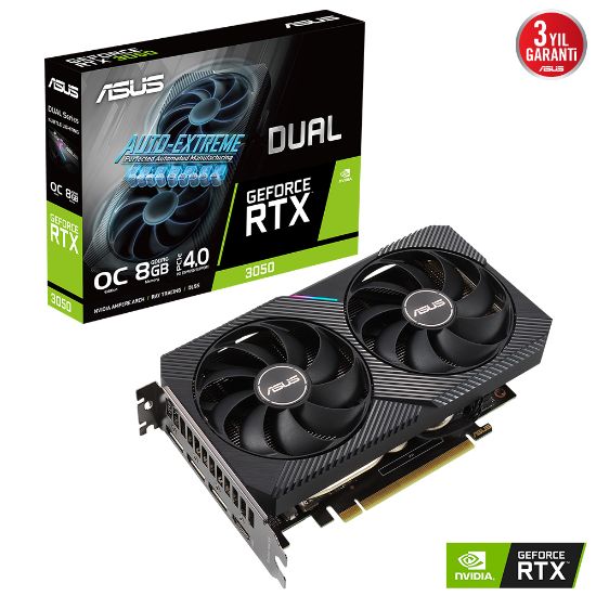 ASUS DUAL-RTX3050-O8G 8GB GDDR6 HDMI DP 128BIT  resmi