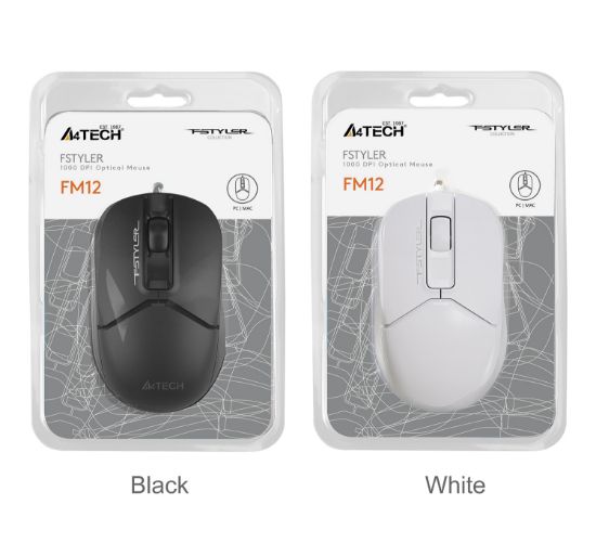 A4 TECH FM12 OPTIK MOUSE USB SİYAH 1200 DPI resmi