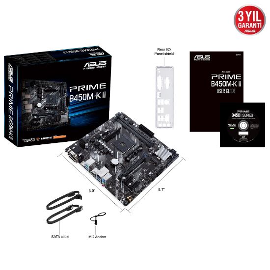 ASUS PRIME B450M-K II 4400 DDR4 DVI VGA M2 AM4 resmi