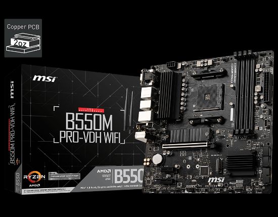 MSI B550M PRO-VDH WIFI DDR4 4400(OC) HDMI MATX AM4 resmi