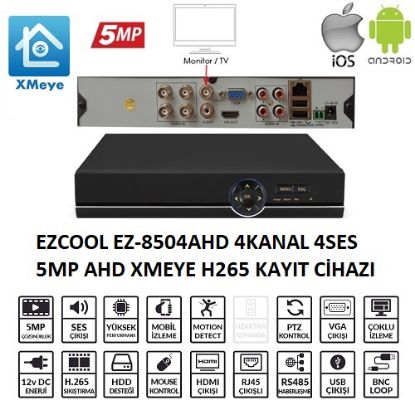 EZCOOL EZ-8504AHD 4KANAL 5MP 1HDD XMEYE KOAKSIYEL resmi