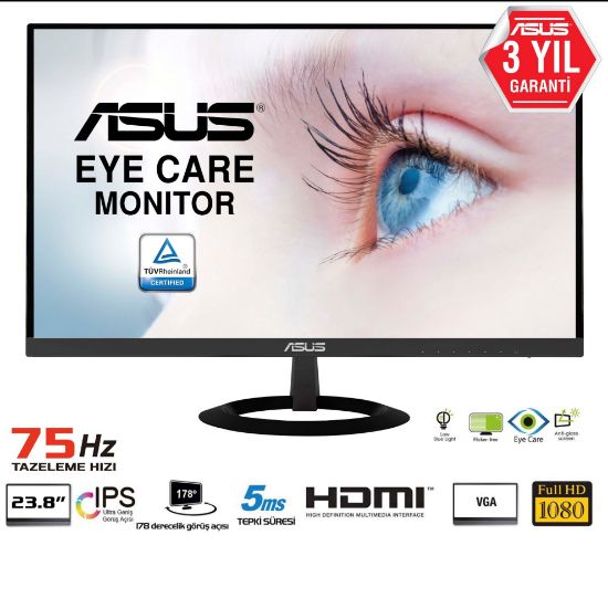 23.8 ASUS VZ249HE FHD IPS 5MS 75HZ HDMI VGA resmi