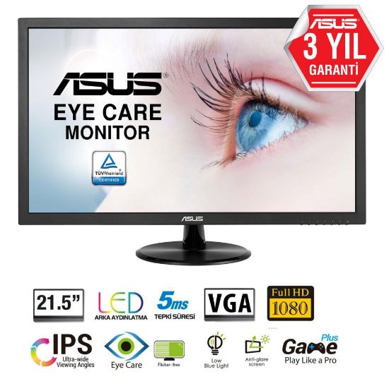 21.5 ASUS VP228DE LED 5MS FHD VGA VESA resmi