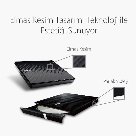 ASUS DVD SDRW-08D2S-U LITE SLIM USB 2.0 SİYAH resmi