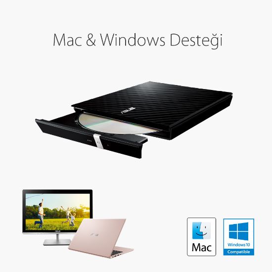 ASUS DVD SDRW-08D2S-U LITE SLIM USB 2.0 SİYAH resmi