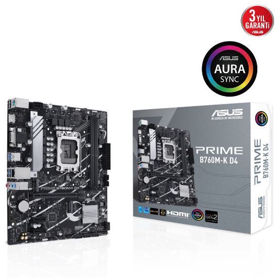 ASUS PRIME B760M-K DDR4 5333MHz(OC) RGB M.2 mATX 1700p resmi