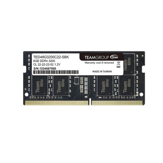 Team Elite 8GB (1x8GB) 3200MHz CL 22 DDR4 Notebook SODIMM Ram (TED48G3200C22-S01) resmi