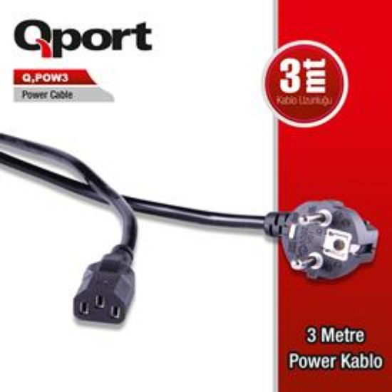 QPORT Q-POW3 3 METRE PC POWER KABLOSU resmi