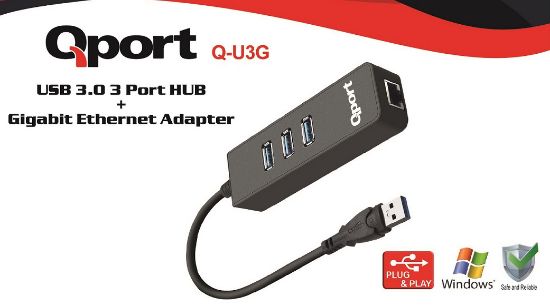 QPORT Q-U3G USB 3.0 ÇOKLAYICI/GIGABIT ADAPTÖR resmi