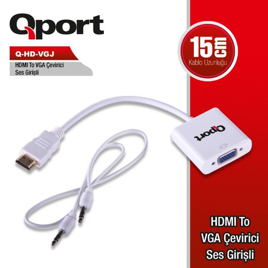 QPORT Q-HD-VGJ HVJ HDMI TO VGA ÇEVİRİCİ resmi