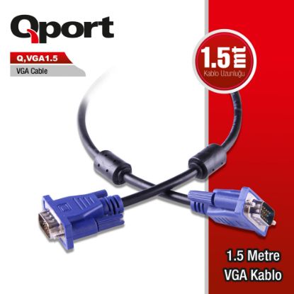 QPORT Q-VGA1.5 15 PİN VGA KABLO 1.5 MT resmi