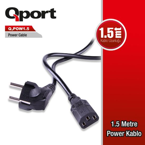 QPORT Q-POW1.5 1.5 METRE PC POWER KABLOSU resmi