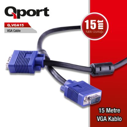 QPORT Q-VGA15 15 PİN VGA KABLO 15 MT resmi