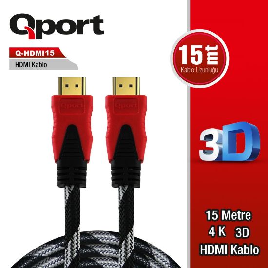 QPORT Q-HDMI15 HDMI 1.4 V ALTIN UÇLU KABLO 15 MT resmi