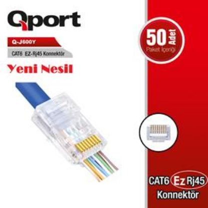 QPORT Q-J600Y CAT6 50 LİK PAKET EZ-RJ45 YENİ NESİL KONNEKTÖR resmi