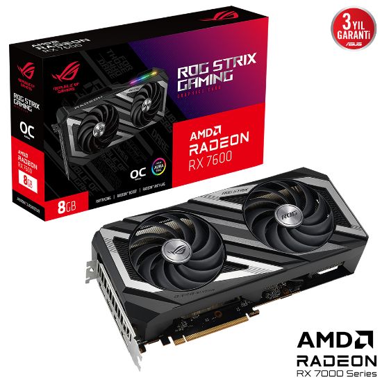 ASUS ROG-STRIX-RX7600-O8G-GAMING 8GB GDDR6 HDMI DP 128BIT resmi