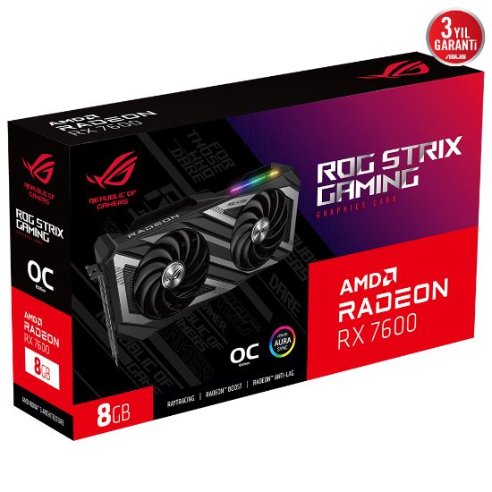 ASUS ROG-STRIX-RX7600-O8G-GAMING 8GB GDDR6 HDMI DP 128BIT resmi