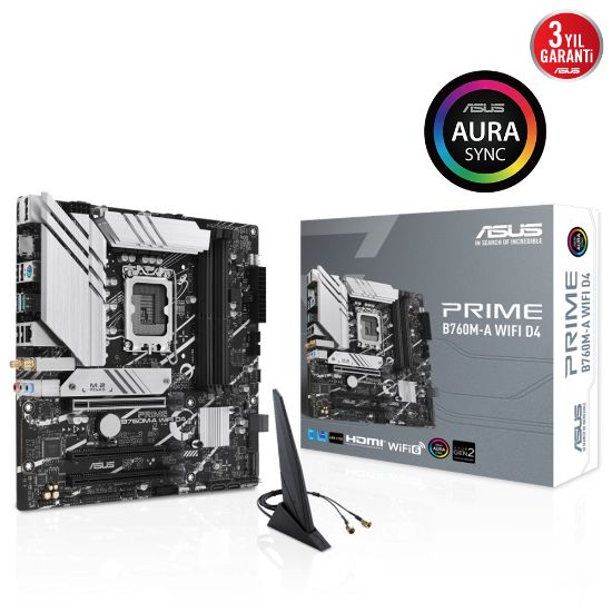 ASUS PRIME B760M-A WIFI D4 DDR4 5333MHz M.2 WİFİ DP mATX 1700p resmi