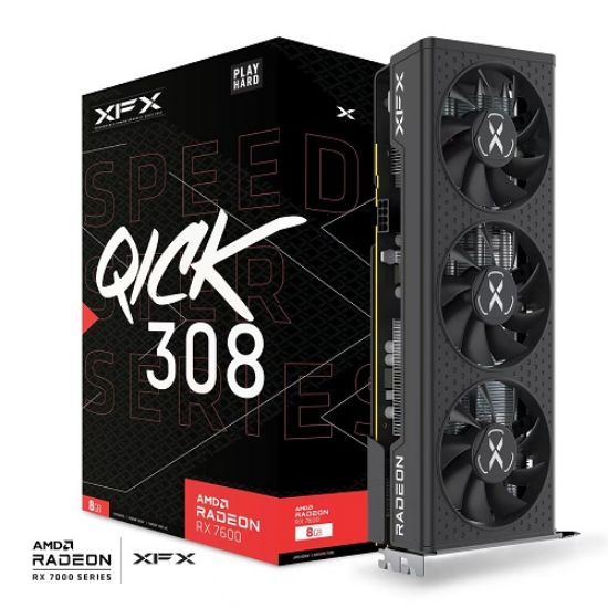 XFX Speedster QICK 308 RX 7600 BLACK 8GB GDR6 128Bit (RX-76PQICKBY) resmi