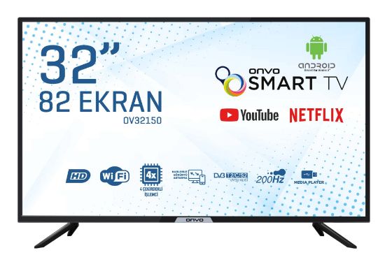 ONVO OV32150 32” HD UYDU ALICILI ANDROİD SMART LED resmi