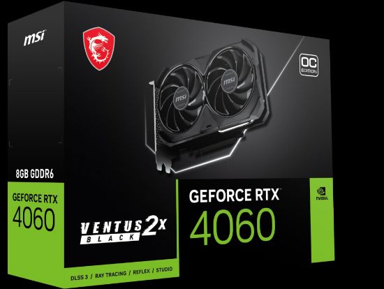 MSI GEFORCE RTX 4060 VENTUS 2X BLACK 8G OC HDMI DP 128 Bit resmi