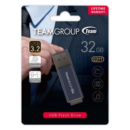 Team C211 32 GB Metal Kasa USB 3.2 Gen1 (TC211332GL01) resmi