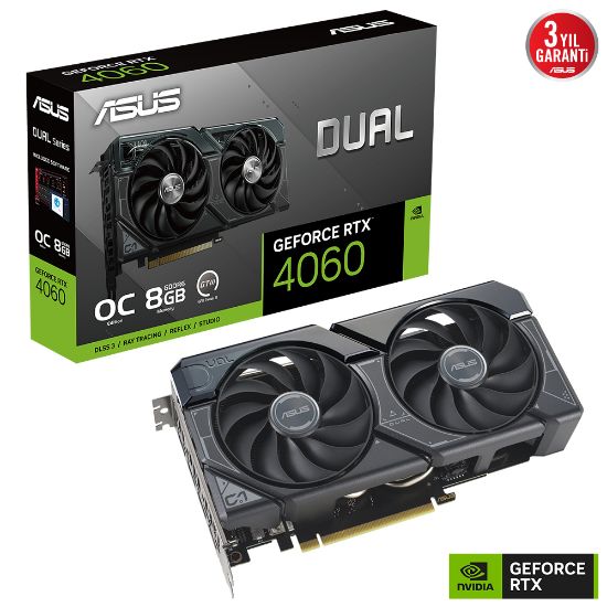 ASUS DUAL-RTX 4060-O8G 8GB GDDR6 HDMI DP 128BIT  resmi