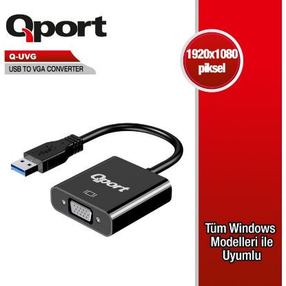 QPORT Q-UVG USB 3.0 TO VGA ÇEVİRİCİ resmi