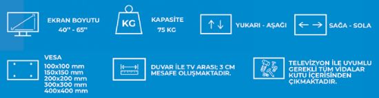 PLUSAPARAT İH-4065 40"-65" SABİT TV ASKI (TP-50 resmi