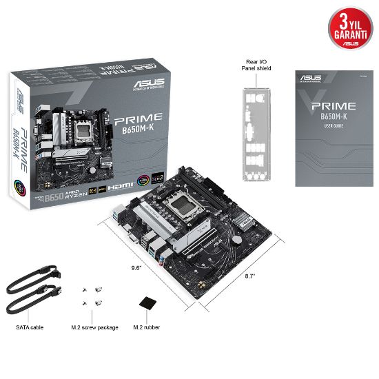 ASUS PRIME B650M-K DDR5 6400+(OC) HDMI VGA M.2 AM5  resmi