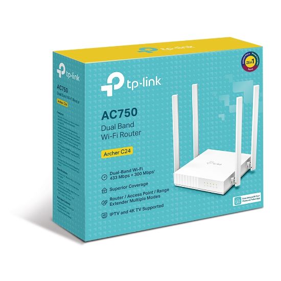 TP-LINK ARCHER C24 AC750 4PORT A.POINT/ROUTER resmi