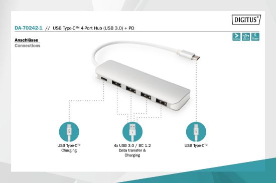 DIGITUS DA-70242-1 4 PORT USB 3.0 HUB ADAPTÖR resmi