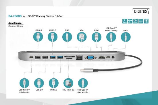 DIGITUS DA-70888 USB TYPE-C DOCKING STATION resmi