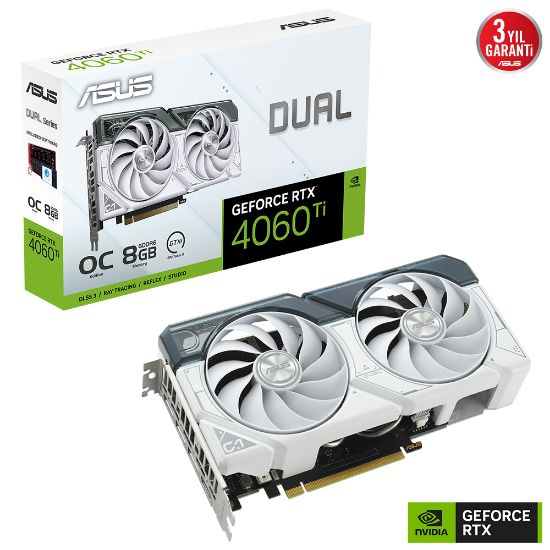 ASUS DUAL-RTX4060TI-O8G-WHITE 8GB GDDR6 HDMI DP 128Bit resmi