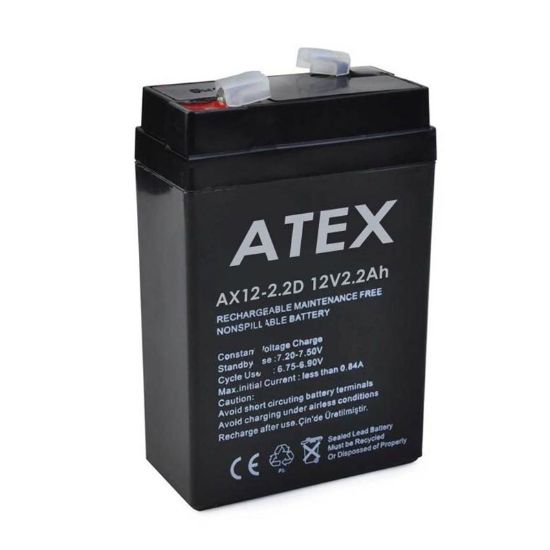 ATEX 12 VOLT - 2.2 AMPER DİK KARE AKÜ (70 X 46 X 101 MM) resmi