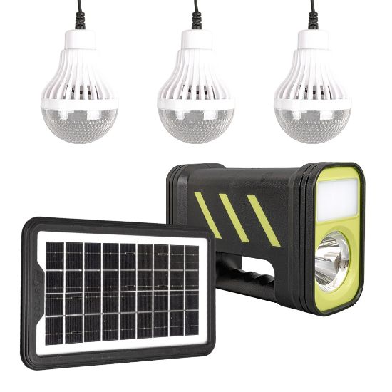 POWERMASTER GD-12 SOLAR PANELLİ 3 AMPULLÜ SET AKÜLÜ SOLAR IŞILDAK FENER resmi