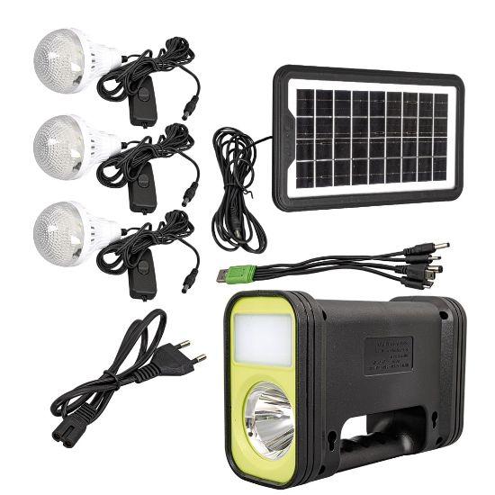 POWERMASTER GD-12 SOLAR PANELLİ 3 AMPULLÜ SET AKÜLÜ SOLAR IŞILDAK FENER resmi