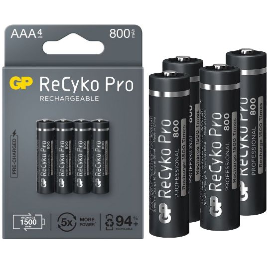 GP RECYKO PRO İNCE AAA 800 MAH 4LÜ ŞARJLI PİL GP85AAAHCB-2EB4 (GPRHCH83B205) resmi