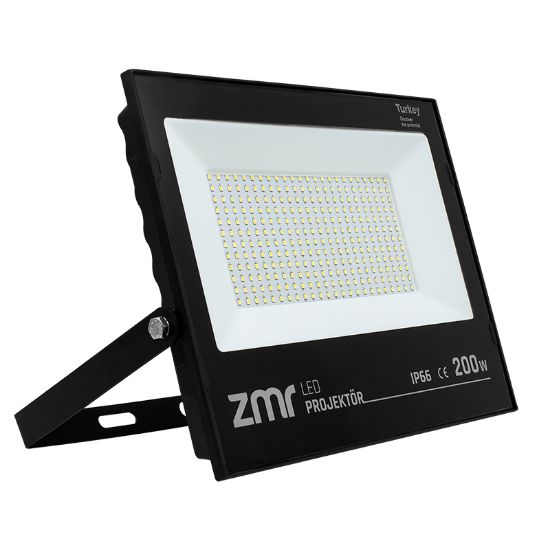 ZMR 200 WATT - 220 VOLT BEYAZ 6500K IP66 150* IŞIK AÇISI SİYAH SLİM KASA LED PROJEKTÖR resmi