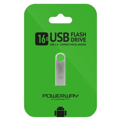 POWERWAY 16 GB METAL USB 2.0 FLASH BELLEK resmi