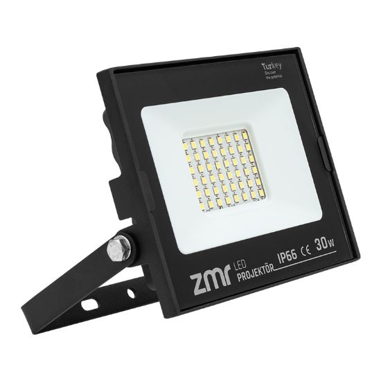 ZMR 30 WATT - 220 VOLT 6500K IP66 150* IŞIK AÇISI SİYAH SLİM KASA LED PROJEKTÖR resmi