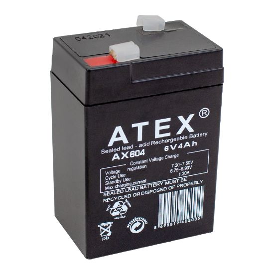 ATEX AX-604 AKÜ 6 VOLT - 4 AMPER IŞILDAK AKÜSÜ (70 X 48 X 101 MM) resmi