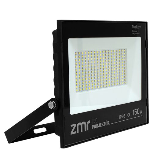 ZMR 150 WATT - 220 VOLT 6500K IP66 150* IŞIK AÇISI SİYAH SLİM KASA BEYAZ LED PROJEKTÖR resmi