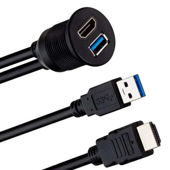 POWERMASTER PM-12428 ARAÇ KONTROL PANELİ USB 3.0 + HDMI UZATMA KABLOSU GÖMME MONTAJ resmi